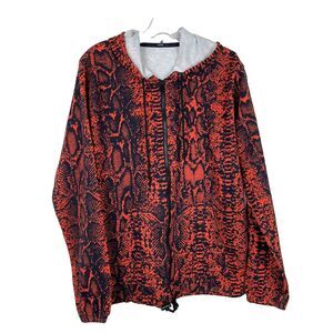 Tezenis Women's Zip Hoodie Size L-XL Snakeskin Print Pockets Adjustable Waist